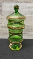 Mid Century Romania Art Glass Apothecary Jar 10" T