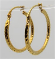 10KT Gold 20mm Rope Hoop Earrings
