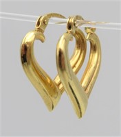 10KT Gold Hoop Style Heart Shaped Earrings