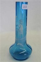 Blue Mary Gregory 6 3/4" vase