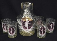Clear Mary Gregory 6 pc water set