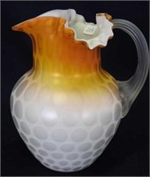 Peach Satin Glass MOP 8" pitcher