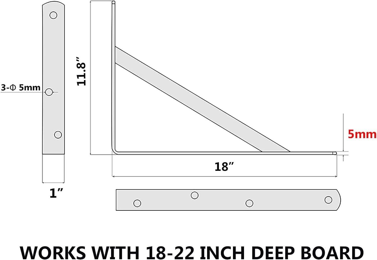 NEODROP 2-Pack 18 Inch Heavy Duty Shelf Brackets