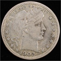 1902-O BARBER QUARTER XF