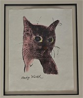 Andy Warhol Signed with COA Framed Sam The Cat