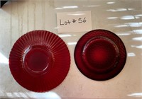 2 Vintage Ruby Red Serving Plates