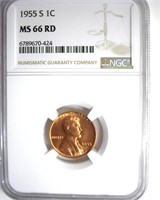 1955-S Cent NGC MS66 RD