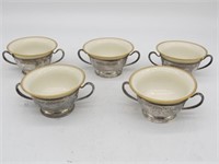 5 PIECE LENNOX CUP LOT STERLING VASES
