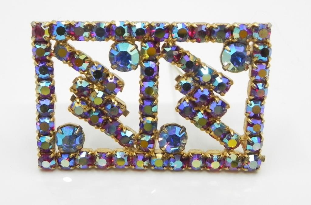 SHERMAN STYLE RAINBOW GEM GOLD TONE PIN