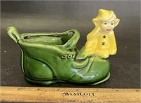 YELLOW ELF ON A BOOT PLANTER
