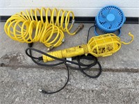 Air hose, trouble light, fan