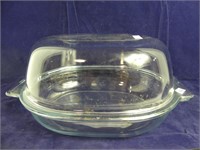 PYREX CLEAR GLASS COVERED ROASTER