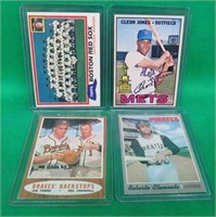 4x 1970-80's OPC & Topps Baseball Roberto Clemente