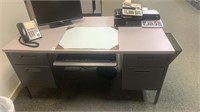 Metal office desk with 4 drawers and a slide out