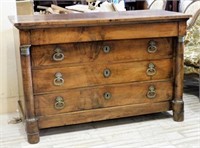 French Empire Style Figured Walnut Commode.