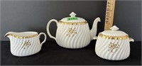 Minton 24 k Gold Rose tea pot with cream and