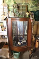Antique Oak Cabinet & Contents