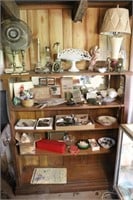 Walnut Bookcase, Glassware & Collectibles