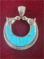 Turquoise and sterling silver pendant