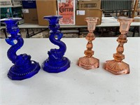 Candle Holders Cobalt Depression