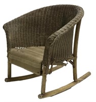 Antique Child's Wicker Woven Rocking Chair