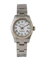 Rolex Oyster Perpetual White Dial Ss Watch 26mm