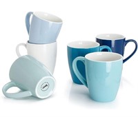 Sweese Porcelain Coffee Mugs - 16 Ounce - Set of 6