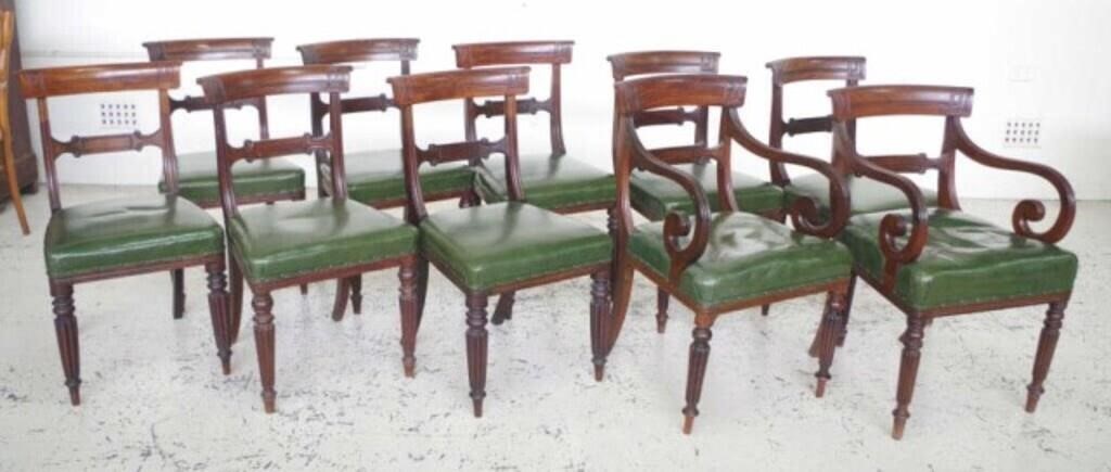 Ten William IV mahogany dining chairs