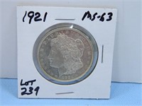 1921 Morgan Silver Dollar, MS-63