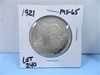 1921 Morgan Silver Dollar, MS-65