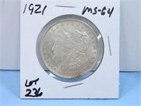 1921 Morgan Silver Dollar, MS-64