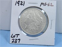 1921 Morgan Silver Dollar, MS-62