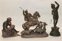 3 Cast Metal Figures 8" to 14"