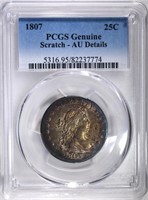 1807 DRAPED BUST QUARTER PCGS AU DETAILS