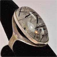 Designer Tourmalinated Quartz Silver Ring