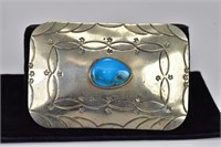Indian Silver Turquoise Stone Belt Buckle