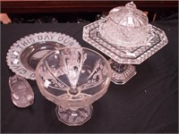 Five pieces of early American pattern glass: