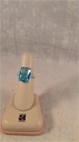 New size 8 light blue large gemstone women's ring