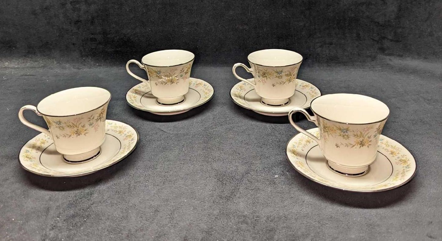 4 Retired Noritake Blossom Time Footed Cup & Sauce