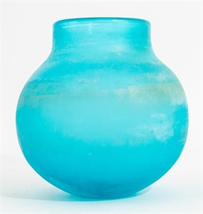 Seguso Arte Vetro Vitreous Blue Glass Vase