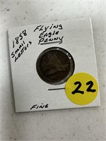 1858 Small Letters Flying Eagle Penny Fine