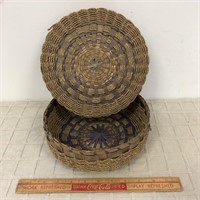 ANTIQUE COVERED SEWING BASKET- HAND DYES