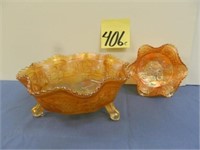 Carnival Glass 9 1/2" Marigold "Panther" Footed -