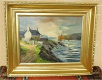 New England Seascape Oil on Canvas, Signed.