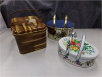 3 tin sewing boxes