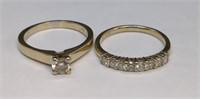 18K Gold  Diamond Wedding Ring Set 6.4 Grams