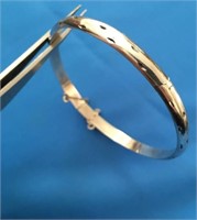 Sterling Silver Vintage 925 Hinged Bangle Bracelet