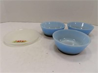 FireKing Blue Black Custard Bowls, 6" Plate