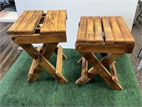 2 folding wooden chairs