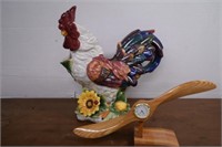 Ceramic Rooster Pitcher & Wood Propeller Clock